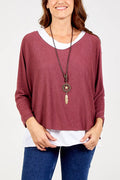 Amelia Necklace double layer top, aubergine