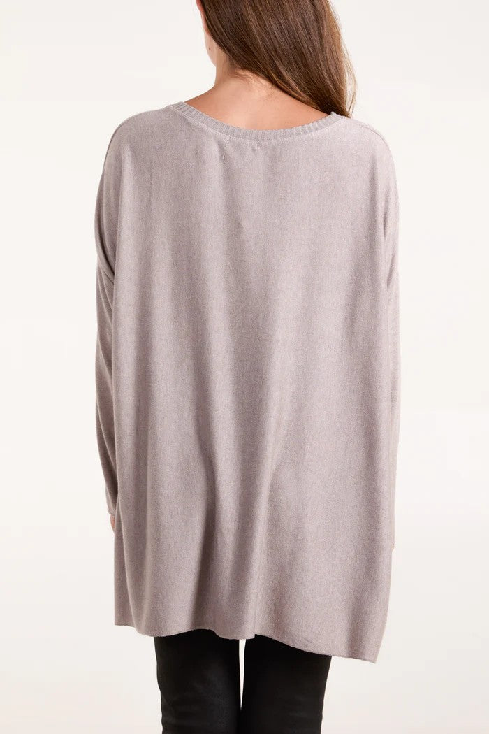 Abigail embellished leopard print heart jumper, mocha