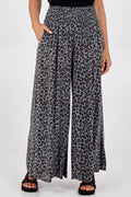 Ruched waist leopard print trousers, grey