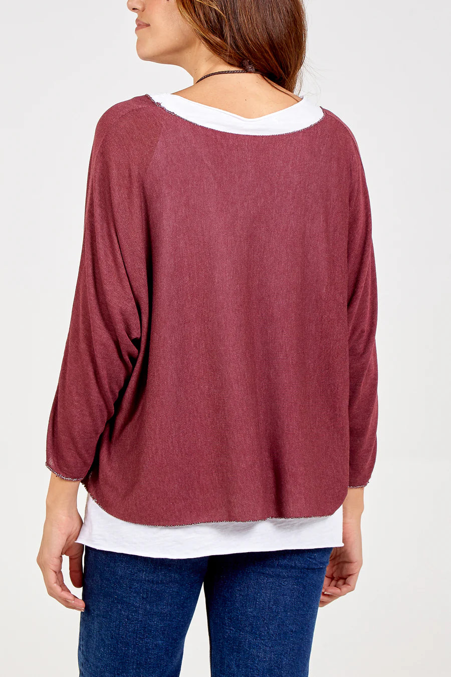 Amelia Necklace double layer top, aubergine