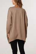 Alba Soft touch side zip pockets sweatshirt, mocha