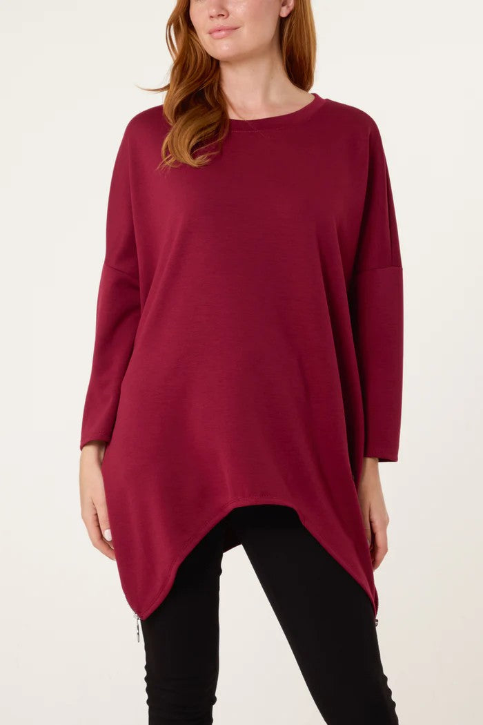 Alba Soft touch side zip pockets sweatshirt, wine