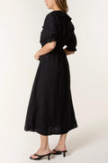 Frill front dress, black