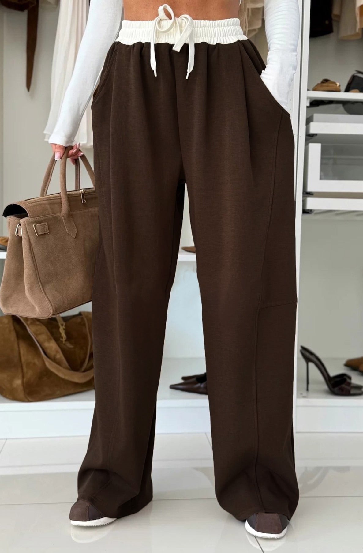Ivy contrast wide leg trousers