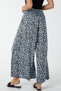 Ruched waist leopard print trousers, light blue