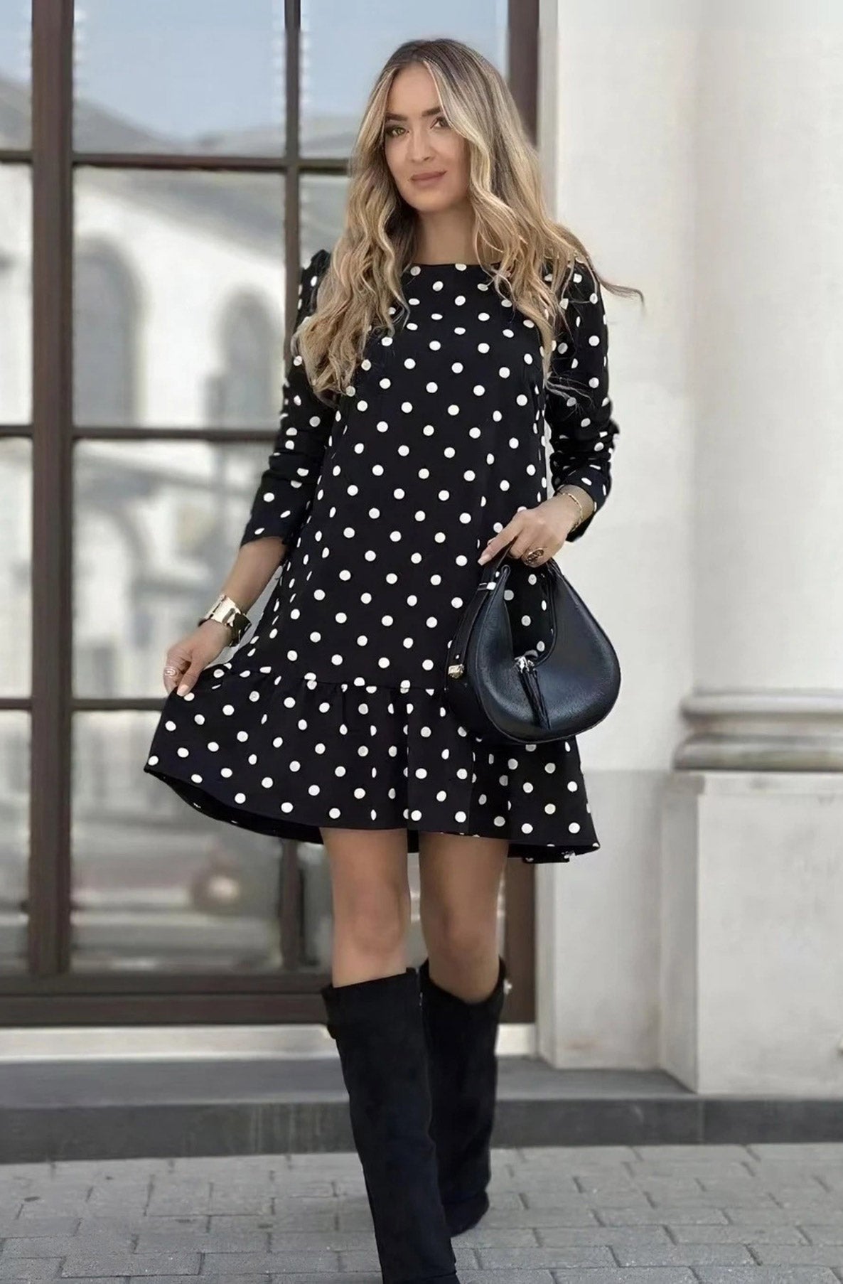 Poppy frill polka dot dress
