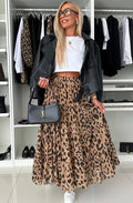 Sandra leopard print tiered maxi skirt