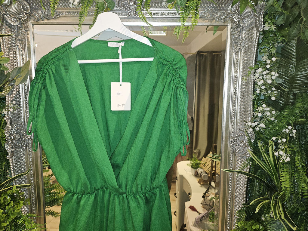 Tess tie-shoulder dress, jade