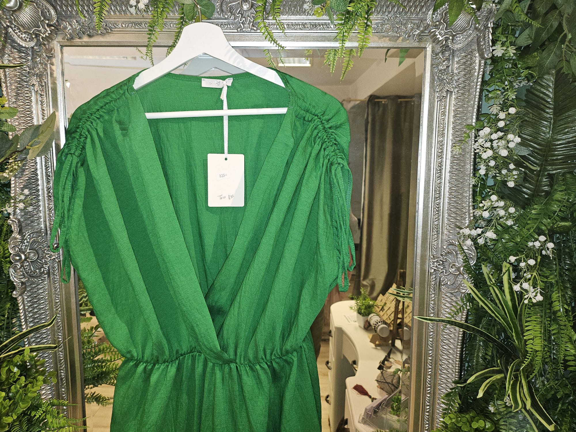 Tess tie-shoulder dress, jade