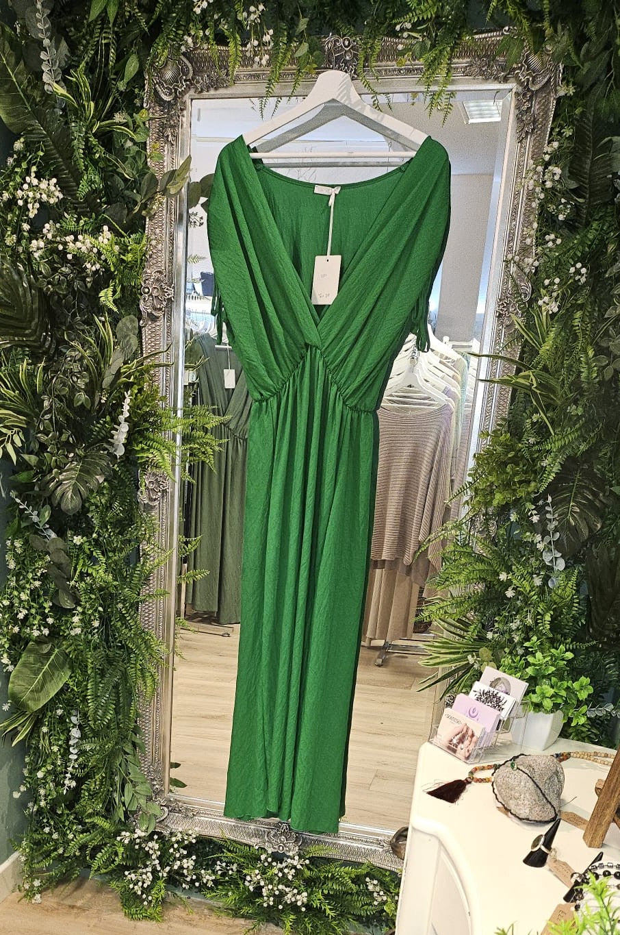 Tess tie-shoulder dress, jade