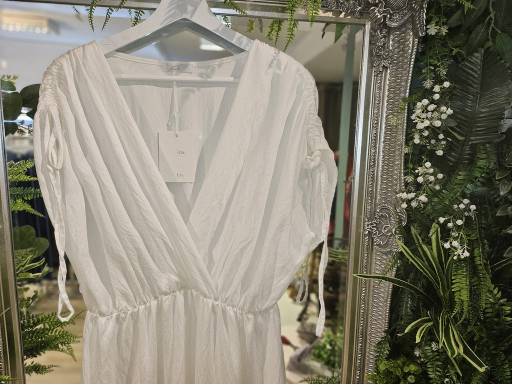 Tess tie-shoulder dress, white