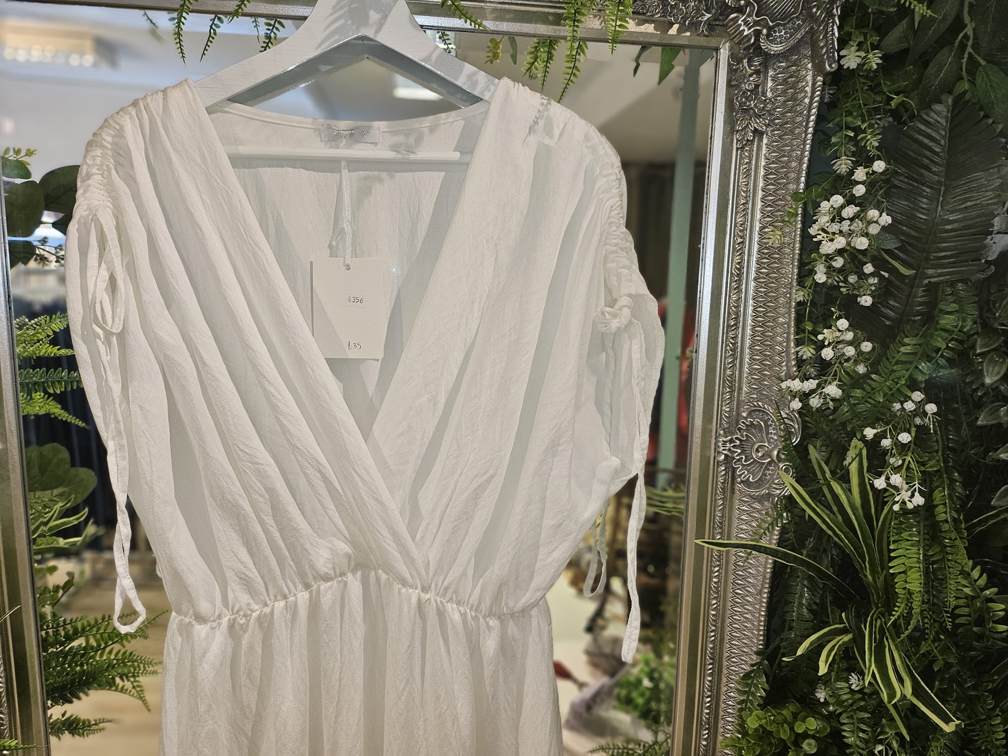 Tess tie-shoulder dress, white