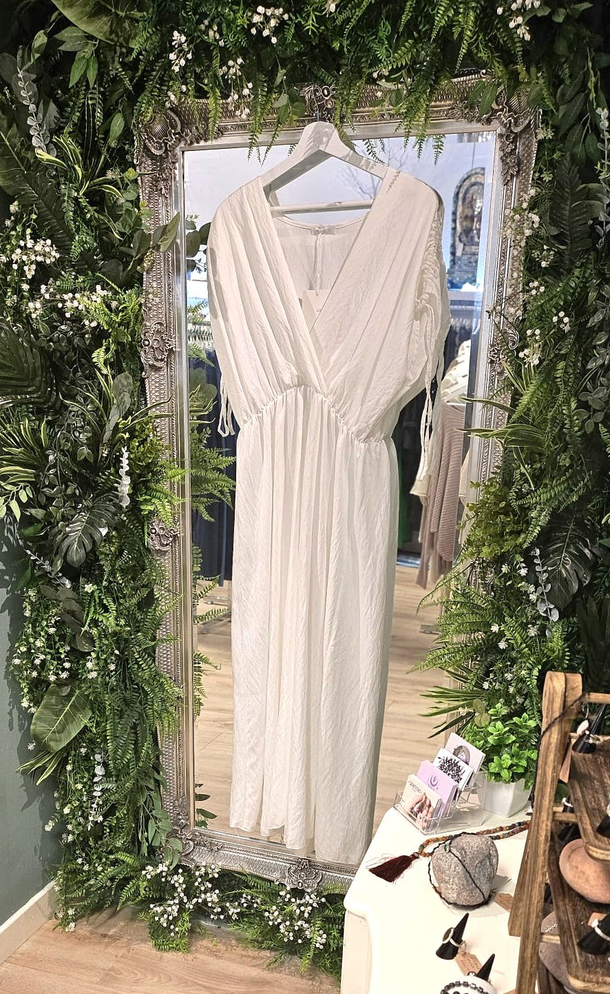 Tess tie-shoulder dress, white