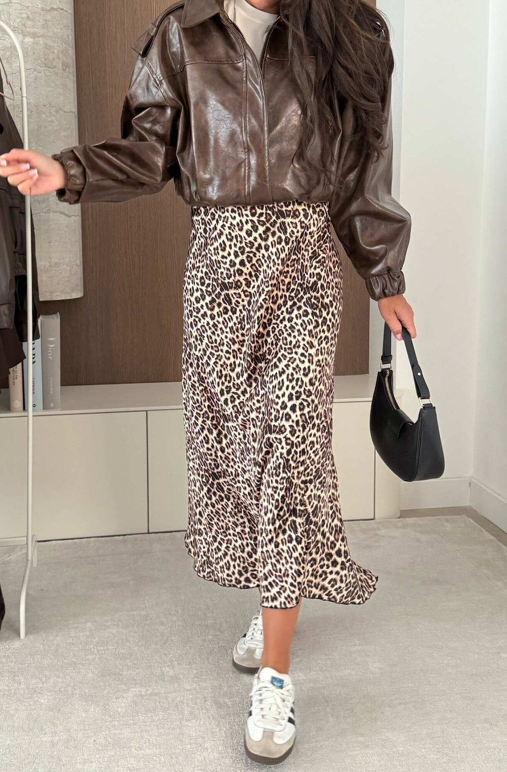 Zara satin leopard print midaxi skirt
